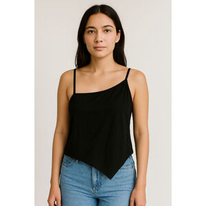 Women Asymmetric One‑Shoulder Black Cami – Effortless Day‑to‑Night Staple 4XL